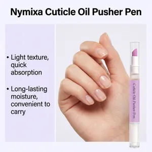 Stylo huile cuticule Nymixa hydratant, texture legere et absorption rapide ongles.