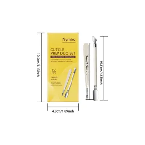 Nymixa cuticle prep duo set professional manicure tool stainless steel dead skin remover 2pcs