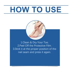 Step-by-step instruction guide for nail care patches, easy application for daily foot beauty.