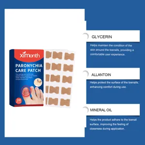 Ximonth paronychia care patch detail view, highlighting glycerin and allantoin ingredients.