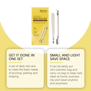 Nymixa cuticle prep duo set for professional nail care, cleaning dead skin easily and safely.