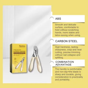 Alicates para cutículas Nymixa con mango de ABS y hoja de acero al carbono para cuidado de uñas.