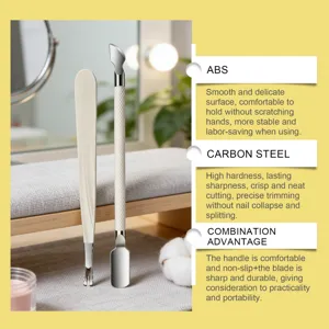 Nymixa professional nail cuticle pusher and cutter set with ABS handle and carbon steel blade.