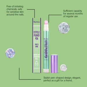 Nymixa cuticle pusher pen 2.5ml, gentle nourishing nail care tool for daily manicure routine.