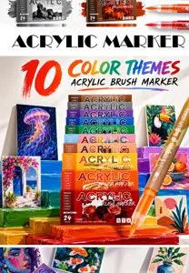 Lot de 24 marqueurs pinceaux acryliques pour dessin, peinture, graffiti et loisirs créatifs.
