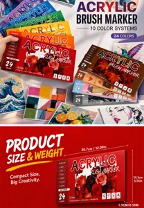 Set de 24 marqueurs pinceaux acrylique, feutres encre liquide pour toile verre pierre DIY.