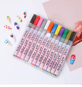 Acrylic nail art marker pen set with fine needle tip for DIY nail painting and design.