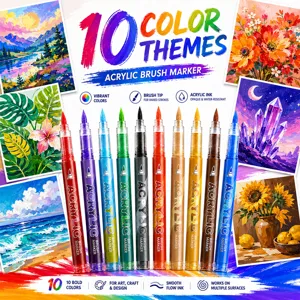 10 farbige Acryl-Marker Set, leuchtende Pinselspitze Stifte für Kunst, Malerei und Basteln.