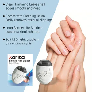 Electric nail clipper with LED light and cleaning brush for safe and smooth trimming.