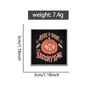 Halloween pumpkin metal brooch badge, dark style spooky time pin for clothes accessories.