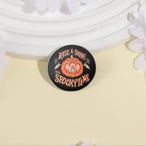 Dark Halloween pumpkin spider metal brooch funny slogan badge creative apparel accessory