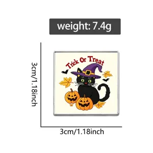 Halloween black cat witch hat brooch pumpkin badge enamel pin holiday fashion accessories