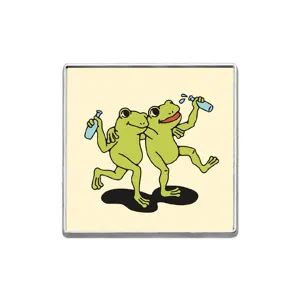 Vintage Style Cute Drinking Frogs Enamel Pin Cartoon Animal Metal Badge Brooch Fashion