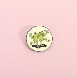 Cute retro tipsy frogs enamel pin metal badge cartoon animal brooch for clothing