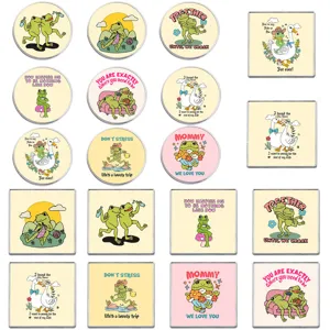 Ensemble de broches en métal de dessin animé grenouille et oie rétro mignon pour sacs.