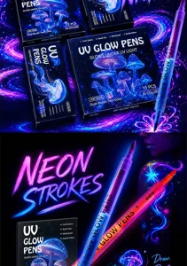 Dual tip UV glow body paint pens neon makeup markers for festival party painting art.