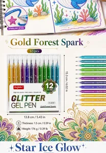 Set Markadoroi Gel Glitter 12 Xromaton gia Imerologio kai Proigmeni Zografia 0.8mm