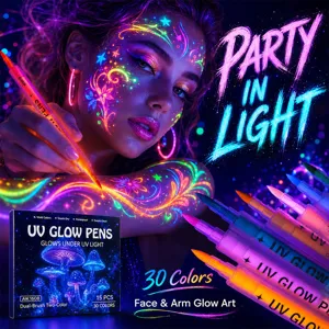 UV face and body paint pens dual head 30 colors neon glow makeup marker for party main view
