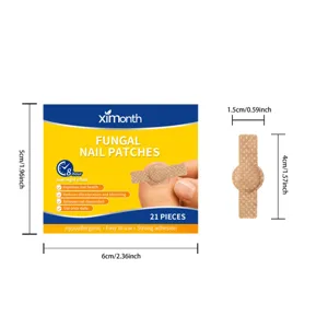 Detailed view of Ximonth fungal nail patches showing product packaging and accurate dimensions.