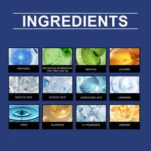 Infografica dettagliata degli ingredienti della penna per cura unghie con estratti naturali.