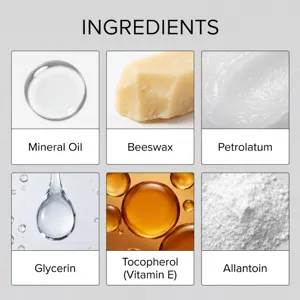 Detailed ingredients view of nail care patch showcasing gentle and nourishing skincare elements.