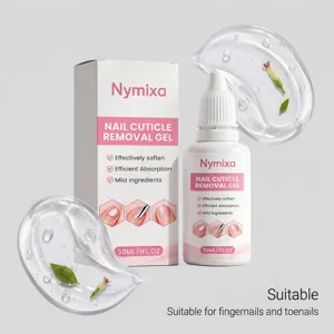 Nymixa cuticle removal gel detail view, showing soft gel texture and gentle formula.