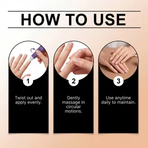 Detail view showing clear step-by-step instructions for nail cuticle oil pen usage method.