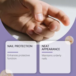 Nail care detail shot showing nail protection and neat appearance features for healthy nails.