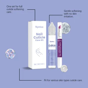 Nymixa nail cuticle care kit with remover cream and oil pusher pen for nail health.