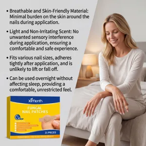 Ximonth fungal nail care patches 21pcs, breathable skin-friendly formula for overnight use.