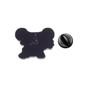 Back view of a cute fitness capybara metal enamel lapel pin with secure rubber clutch back.