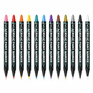 12-color acrylic paint marker set for DIY graffiti rock painting and art crafts main image