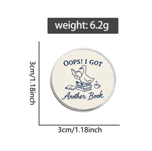 Cute reading duck metal brooch enamel pin badge aesthetic backpack clothing accessory 3cm