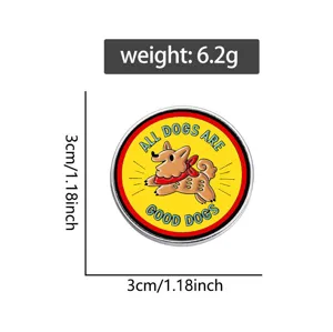 Broche en métal Shiba Inu de dessin animé avec slogan mignon pour chien, 3 cm, poids 6,2 g