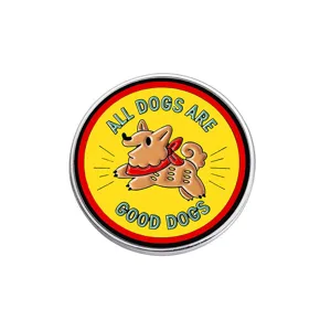 Jolie broche emaille chien dessin anime avec citation inspirante, accessoire pour sacs vetements.