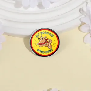 Jolie broche épingle en métal de shiba inu de dessin animé avec citation de chien.