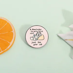 Cartoon Faule Katze Emaille Brosche Pin Lustige Erinnerung Ruhe Alloy Abzeichen Für Rucksack Kleidung Zubehör Geschenk Für Katzenliebhaber