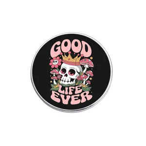Spilla tonda in metallo stile retro americano teschio smalto pin punk fiore funghi distintivo vestiti