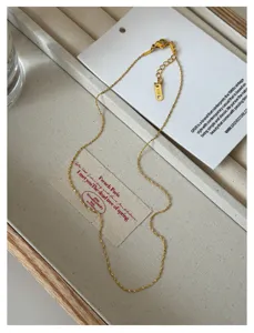 Elegant 18k gold plated stainless steel chain necklace for women minimalist jewelry daily wear