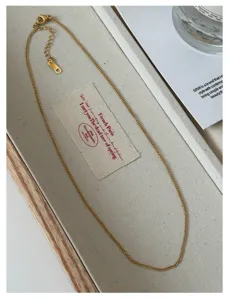 Minimalist 18K gold plated stainless steel thin chain necklace for women jewelry.