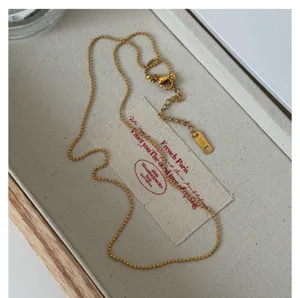 Stainless steel 18K gold plated beaded chain necklace minimalist fashion delicate jewelry accessory