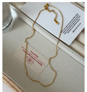 Exquisite 18K gold plated stainless steel chain necklace, elegant minimalist design for daily use.
