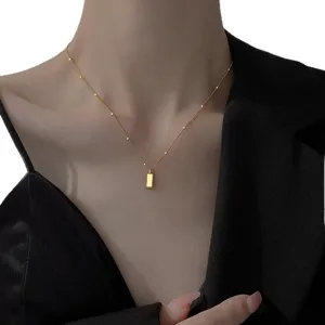 Dainty gold bar pendant necklace for women minimalist short clavicle chain elegant jewelry