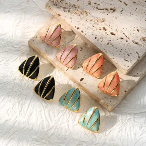 Geometric Triangle Drip Oil Titanium Steel Stud Earrings Minimalist Personalized Colorful Enamel Stainless Steel Earrings For Women Fashion Jewelry