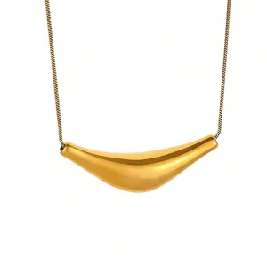Golden titanium steel geometric irregular smooth arc tube pendant necklace main product view