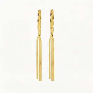 Minimalist long snake chain jewelry detail shot, elegant golden finish, chic design.