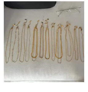 Stainless steel 18K gold plated necklace chain set, various styles for daily fashion wear.