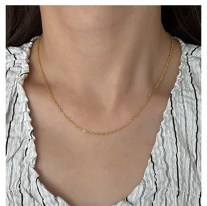 Minimalist 18k gold plated stainless steel chain necklace, delicate everyday jewelry piece.