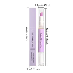 Cuticle oil pen with lavender fragrance, portable nail care tool for moisturizing and hydration.