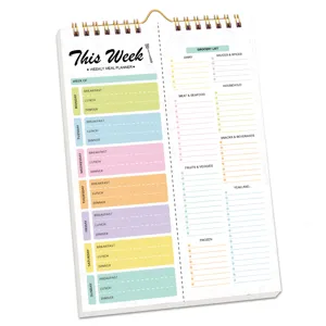 Weekly meal planner notepad with tear-off sheets, schedule organizer for daily meal prep.